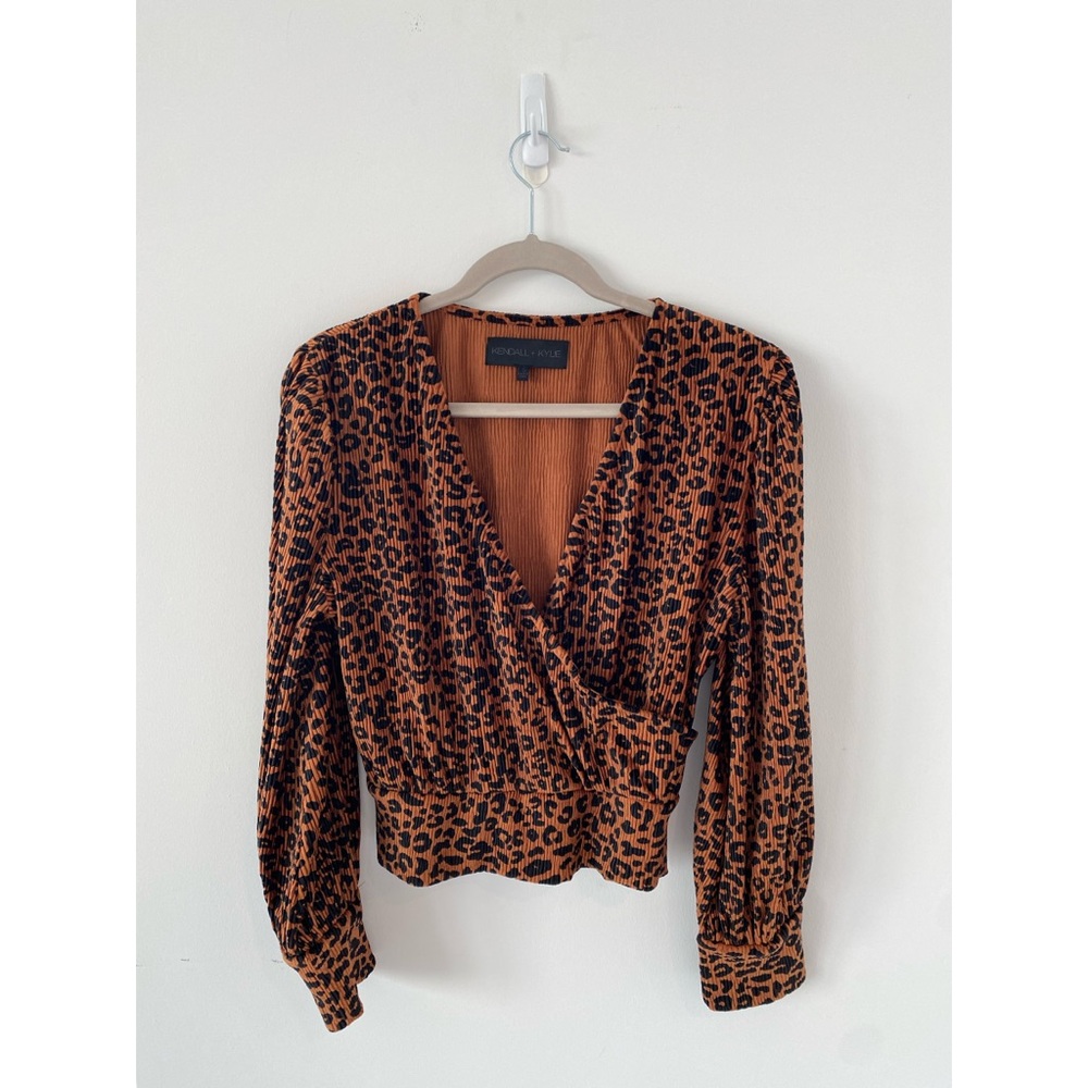 Kendall + Kylie Brown Leopard Print Wrap Top